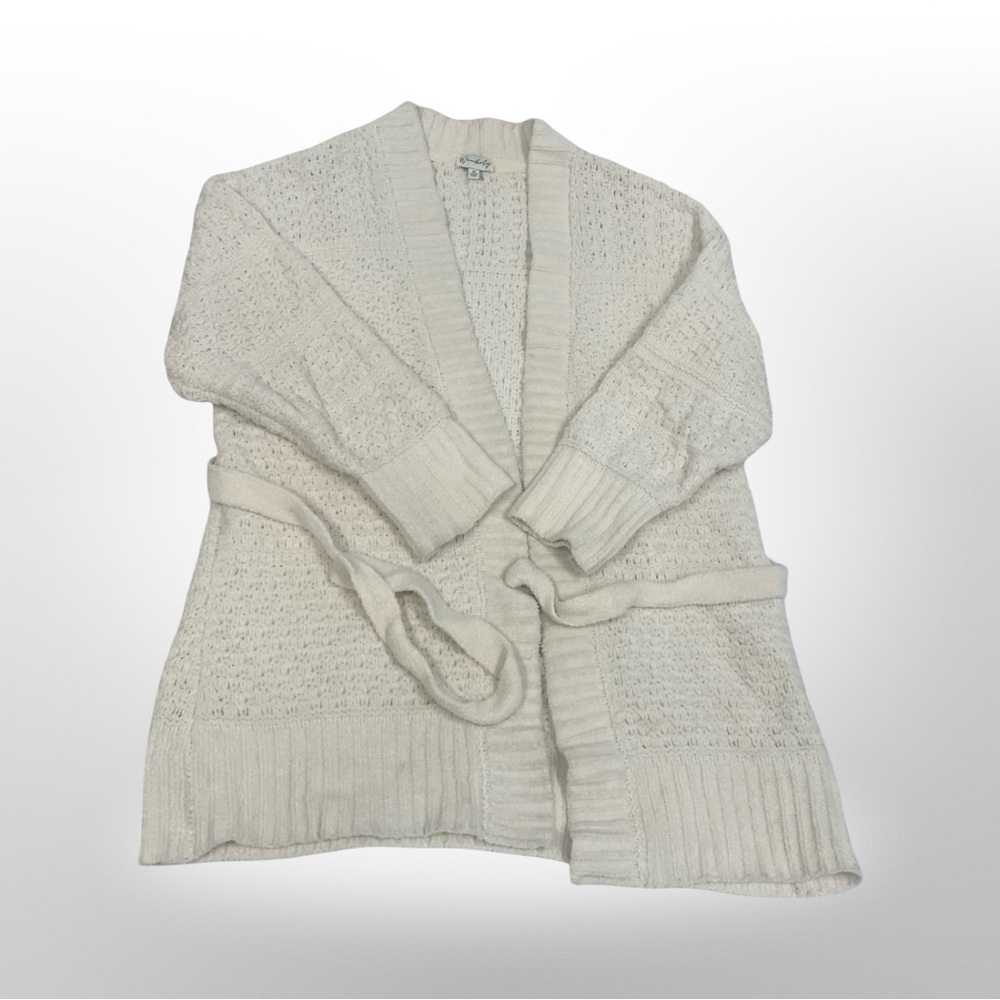 Anthropologie Wonderly Cream Open Knit Cardigan Sweater Soft Sz Large